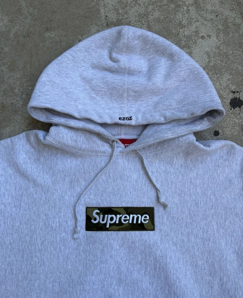 Sudadera con Capucha Supreme Camo Gris Ceniza Logo Caja Talla Grande, FW23 Foto 2 de 4