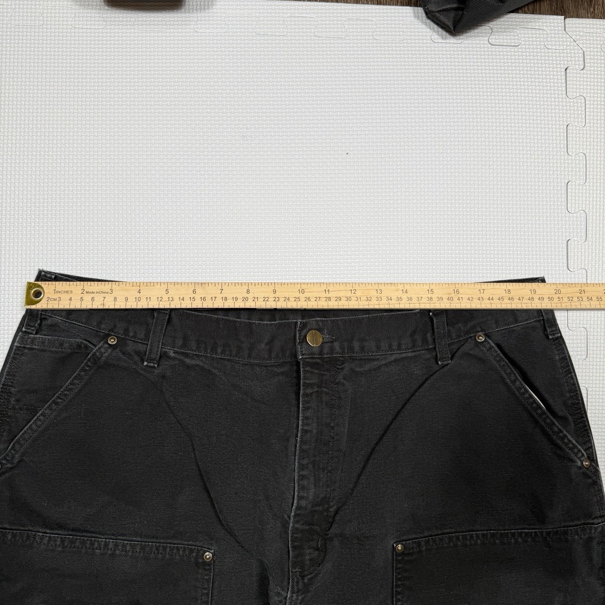Carhartt Double Knee Pants Size 38x30 USA B01 BLK Black Distressed 