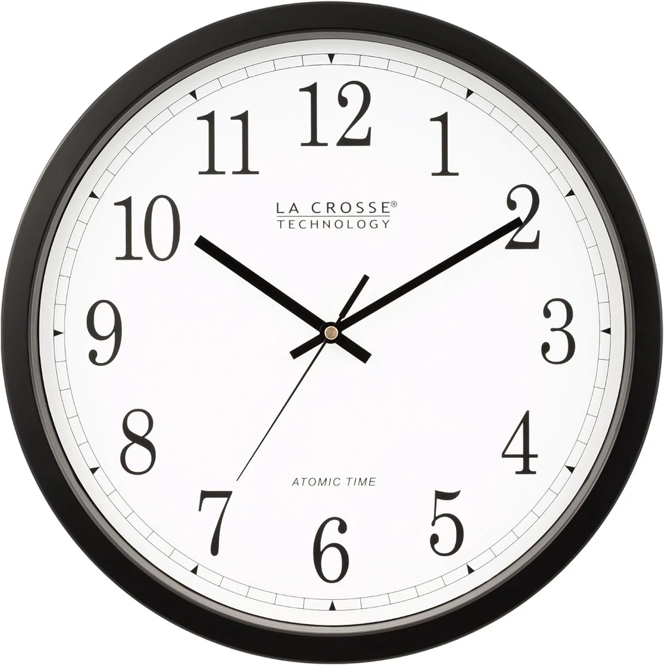 14-Inch Analog Atomic Wall Clock in Black - Durable & Stylishfor Every Room - Image 3 of 4