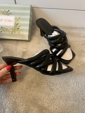 Black Padded Mule Stiletto Heel Size 5 Brand New With Box
