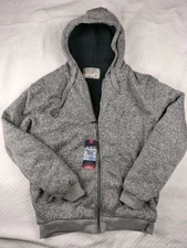 Big Ball Sports Sherpa Lined Hooded Jacket Gray And White M