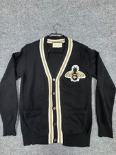 Gucci Bee Cardigan Sweater Black Wool Button Italy Mens S Embroidered Stripe
