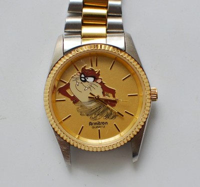Vintage Armitron Taz 1995 Warner Bros Looney Tunes Uhr Gold Selten. U1
