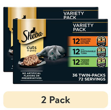  2 Pack Sheba Perfect Portions Cuts in Gravy Wet Cat Food Variety 36 Ct