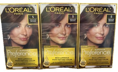 3 PACKS-L'Oreal Superior Preference Permanent Hair Color #5 Medium Brown