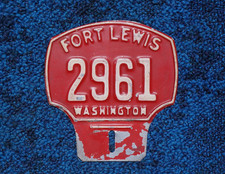 Vintage Fort Lewis Washington License Plate Military Topper