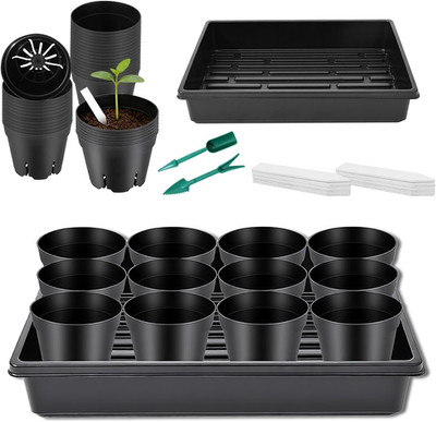 Seed Starter Tray Kit - 60-Pack 3.4 Inch round Nursery Pots with Drainage Holes,