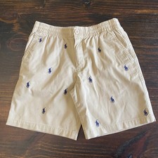 Polo Ralph Lauren Kids Tan Khaki All Over Pony Logo Chino Shorts Size 12