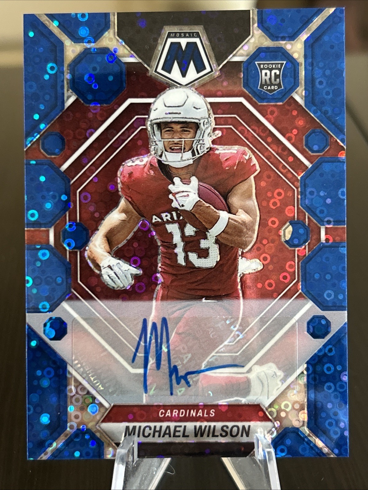 2023 Mosaic Rookie Autographs Mosaic No Huddle Blue #350 Michael Wilson RC