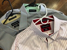 Lot 3 Paul Fredrick Classic Fit Long Sleeve Button Down Dress Shirt 19x35 NoIron