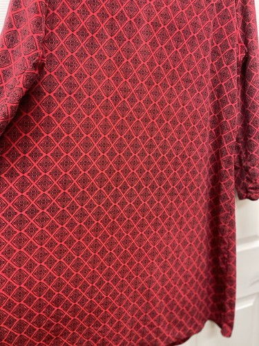 Secret Treasures 2x Red Black Lace Button Long Sleeve Fleece Velour Nightgown Eu - Picture 5 of 6