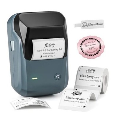  B1 Label Maker Machine with Tape, 2 Inch Portable Blue 1 Printer+1 Roll Label
