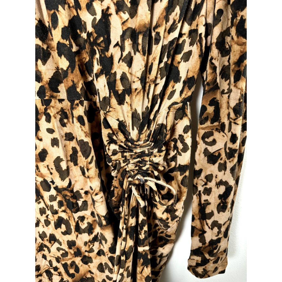 Cabi Leopard Print Long Sleeve Mobwife Glam Bodycon Stretch Jersey Maxi Dress M - Image 3 of 4