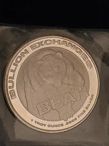 Bear Vs Bull - Bullion Exchange  - 1 Ounce Round  - .999 Silver - RMC Logo