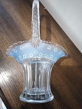 Rarely Seen Decorated Duncan  Miller Clear Glass Basket. Early 1900's. EUC.