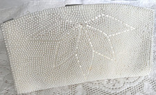 Vintage EMSON BEADED in JAPAN WHITE Bridal CLUTCH EVENING BAG PURSE, 7.5"  NWOT