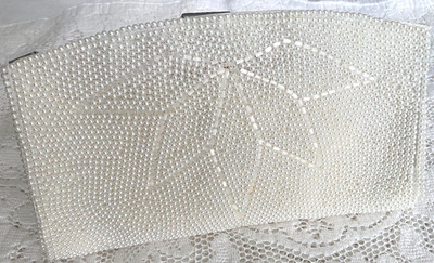 Vintage EMSON BEADED in JAPAN WHITE Bridal CLUTCH EVENING BAG PURSE, 7.5'' ~ NWOT