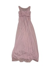 Mauve David's Bridal Bridesmaid Long Mesh Dress with Illusion Tank Ruched Bodice