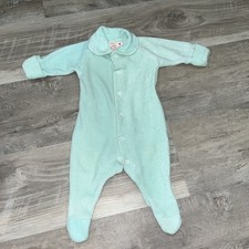 Winnie The Pooh Vintage Terrycloth Aqua Sleeper Footie Pajamas Newborn USA