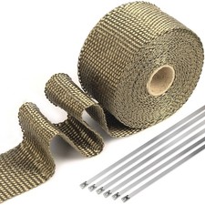 Titanium Exhaust Heat Wrap, 2" x 20' Heat Shield Tape with Stainless Ties for...