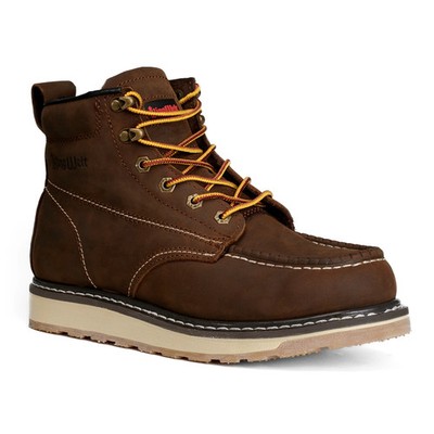 King Welt Calexico Genuine Leather Wedge Moc Toe Double Density Work Boots-Brown