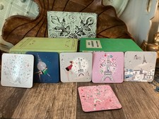 Paris Eiffel Tower Drink coasters Excellent Condition Board W/ Cork Back France