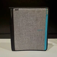 Mead Five Star Trapper Keeper Binder Folio Blue, Gray, & Black Zipper Style