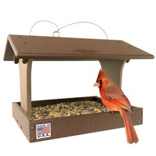 Plastic Poly Covered Roof Hanging Fly Through Bird Feeder Open Side Platform ...