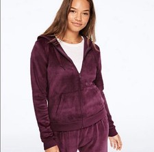 PINK Victoria  s Secret  Velour Perfect Full - Zip Jacket Luscious Plum