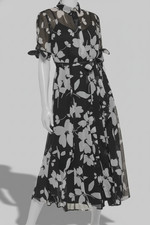 Calvin Klein Womens Black Belted Floral-Print Wrap Lined Shirt Dress Size 2