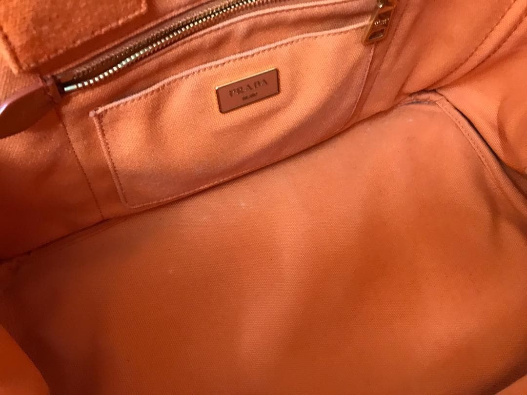 20  Rare Color PRADA Canapa M Orange Shoulder Included thumbnail 3