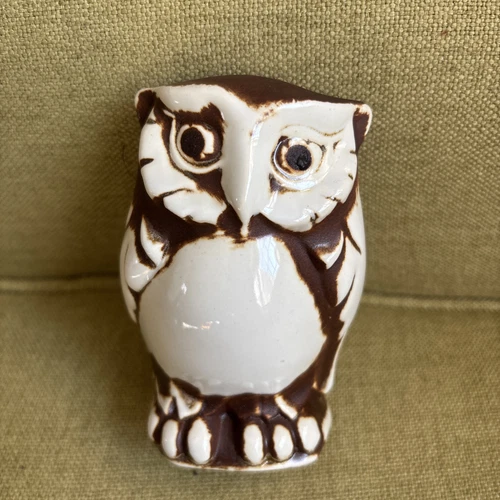 ROYAL HAEGER VTG Brown & White Blinking Snowy Owl Bank~Marked Mid-century USA