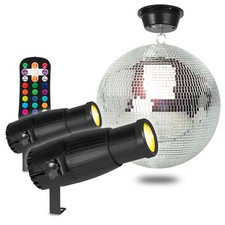 BeamZ MB30 Party Glitter Mirror Ball and Motor with 2x PSZ18W LED Spotlight