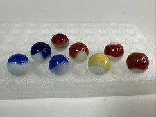 071 Lot Of 8 Vintage Akro Agate Patch Marbles .705-.745  
