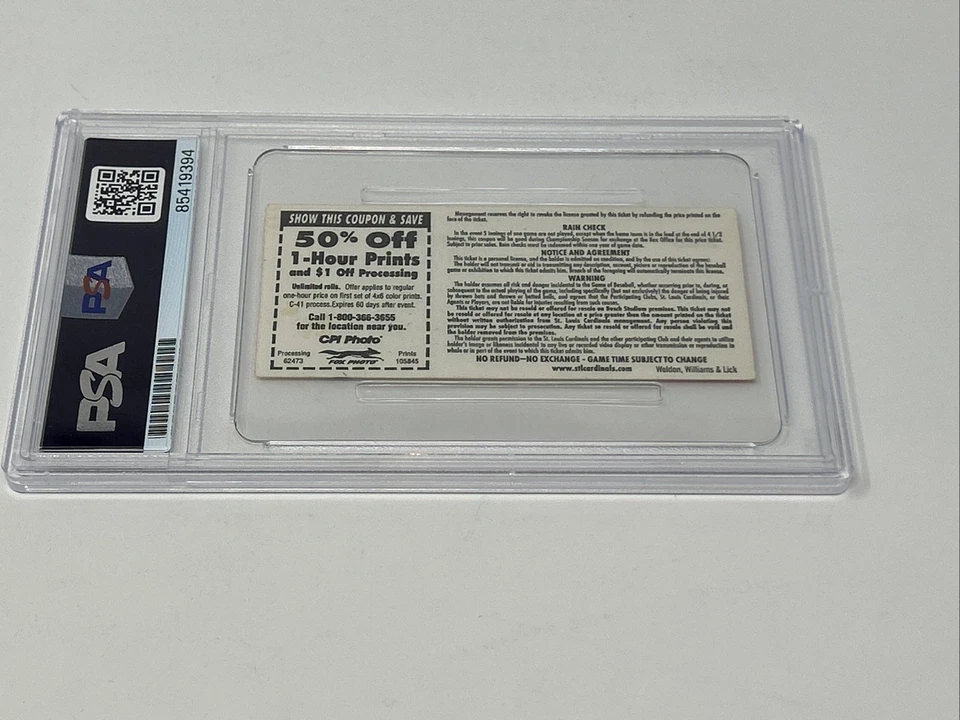 Ryne Sandberg Signed 9/28/1997 Last Final Game Ticket PSA DNA Authenticated - Image 3 of 4