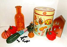 Halloween Decorations Assorted Lot with Cardboard Container