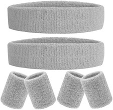 6 Pieces Sweatband Set Sports Headband Wristband Set, Moisture Wicking Athletic