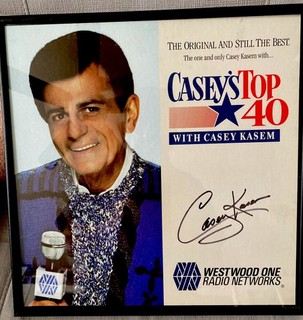 CASEY KASEM SIGNED RECORD ALBUM TYPE CASEY’S TOP 40 FRAMED 12”x 12” VERY RARE