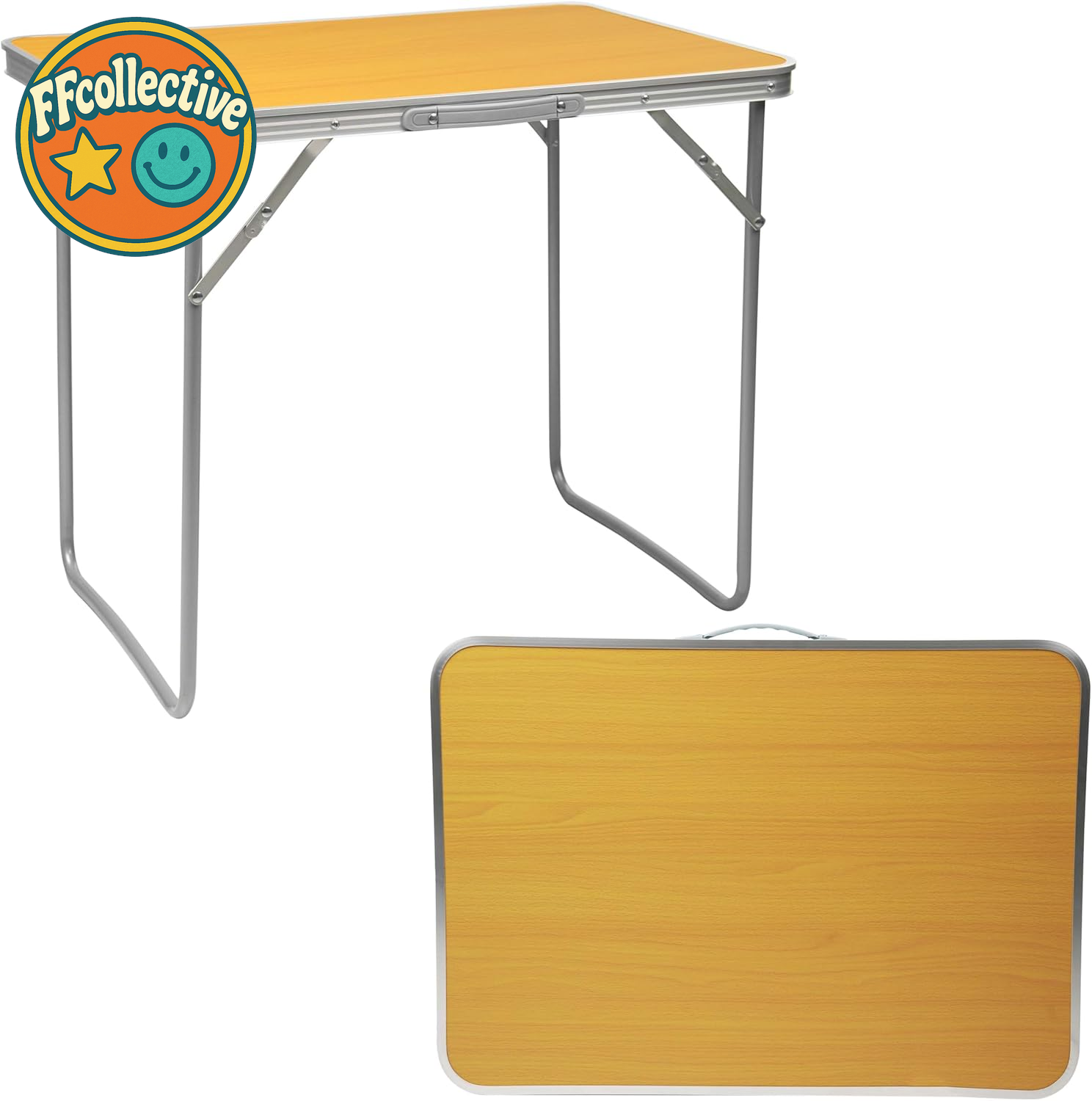 Compact 2.3ft Aluminum Trestle Table | Portable BBQ Garden Camping Event Orange
