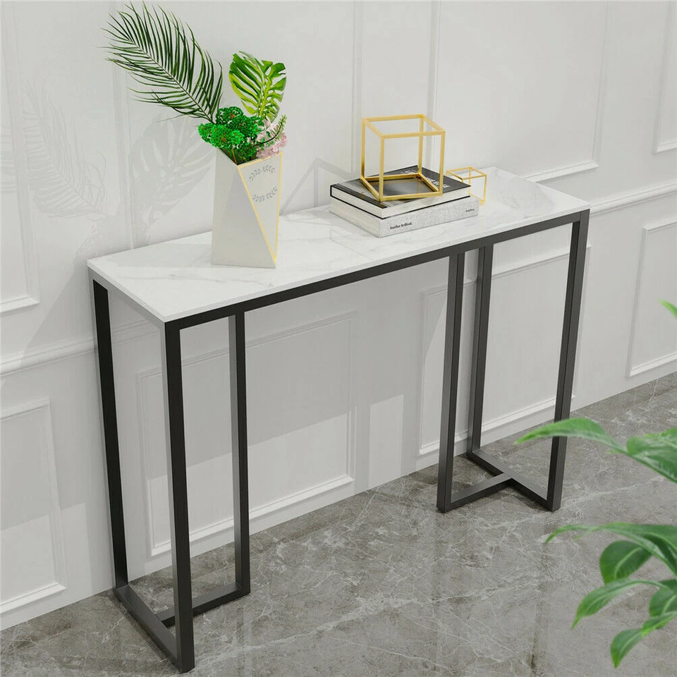 2-Style Slim White Marble Top Console Table Entryway Table Hallway Accent Table - Image 4 of 4