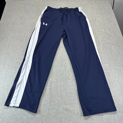 Under Armour Track Pants Mens XL Blue Straight Loose Zip Legs Zip Pocket