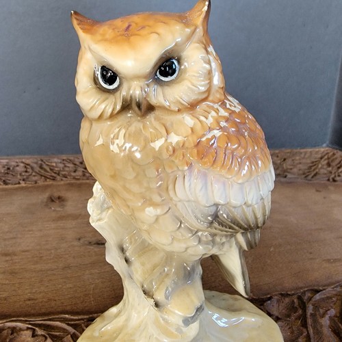Vintage ceramic owl bird Figurine unmarked painted shabby cottage farmhouse - Picture 2 of 10