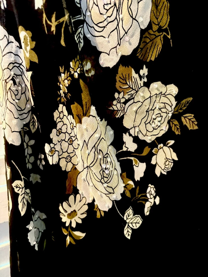 Vestido Negro Talla 12 Floral Sin Mangas Transparente Forrado Con Cuentas Frontal Hada Boho Caprichoso Foto 4 de 4