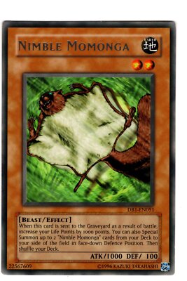 Yugioh - 1X Nimble Momonga - Rare - Unlimited - DB1-EN051 - Near Mint