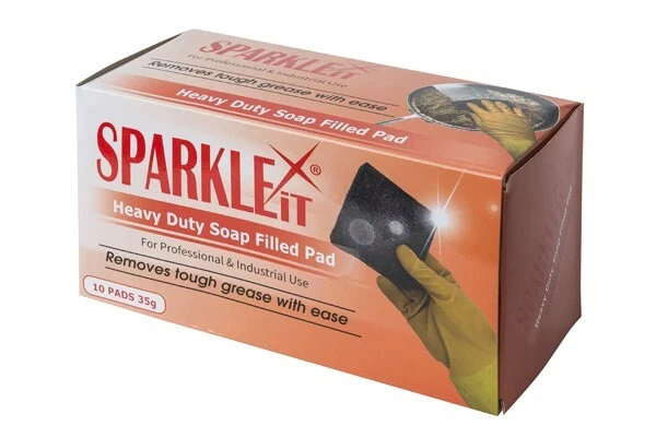 SPARKLE IT Pack of 10 Professional Heavy Duty Soap Filled Pad Cleaning Scrub - Like Brillo