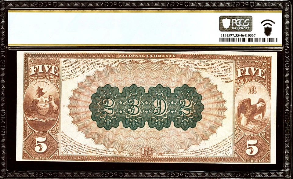 Large National 1882 Brown Back Brookville PA Jefferson County PCGS Choice VF35 - Image 2 of 2