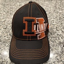 Black University Of Illinois Baseball Cap Hat Dad OSFA