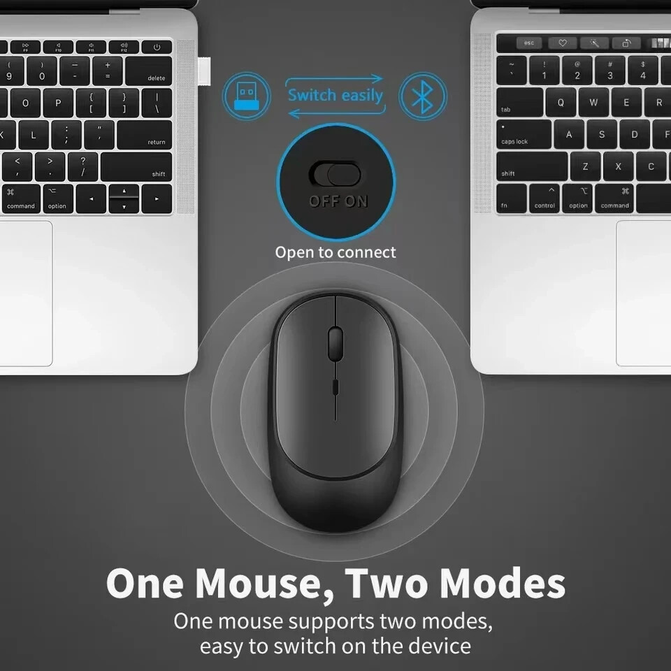 Dual-Mode Rechargeable Wireless Gaming Mouse with Bluetooth and 2.4G USB Connectivity for Seamless Performance-image