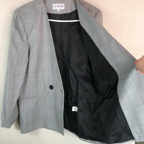 Vintage Blazer Womens 16 Houndstooth J.G. Hook Suits USA Grandma 80s Office - Picture 4 of 11