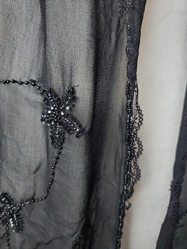 Valerie Stevens Scarf Womens Black Evening Beaded Lace Formal Holidays Event - Picture 3 of 10